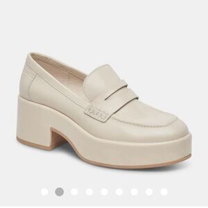 New! Dolce Vita  Yanni Platform Leather Penny Loafer Cream‎